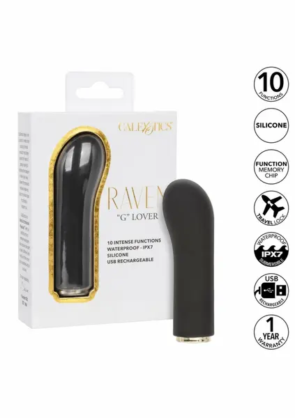 Raven G Lover mini masažer sa 10 funkcija i zakrivljenim vrhom crni 716770109880