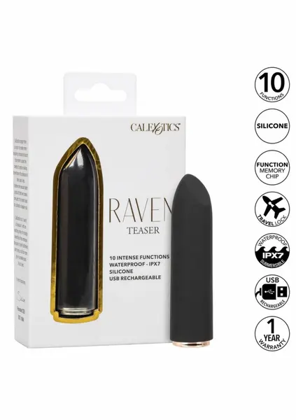 Raven Teaser mini masažer, 10 modova vibracije, vodootporan, punjiv putem USB-a