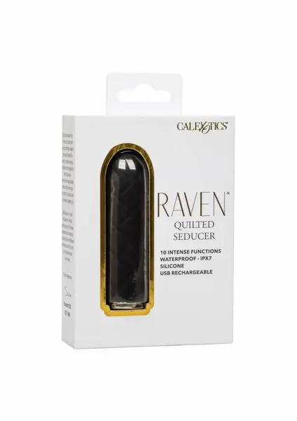 Raven Quilted Seducer mini masažer, 10 modova, vodootporan, USB, crni