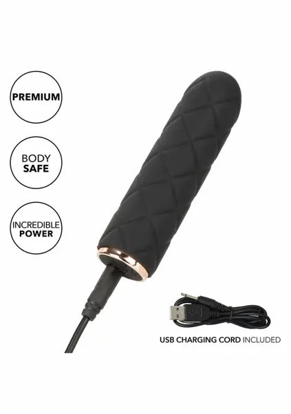 Raven Quilted Seducer mini masažer, 10 modova, vodootporan, USB, crni