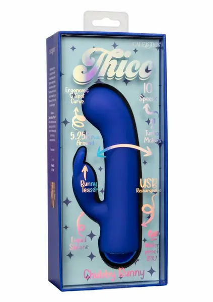 Thicc Chubby Bunny roze masažer sa dva motora od tečnog silikona, 13.3 cm