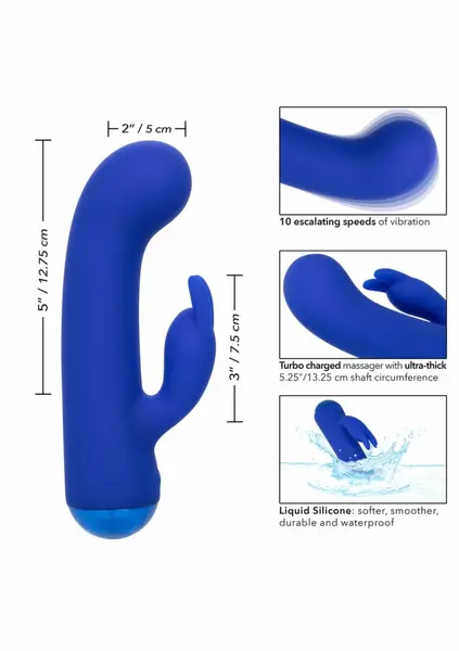 Thicc Chubby Bunny roze masažer sa dva motora od tečnog silikona, 13.3 cm