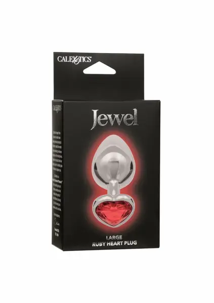 Jewel Large Ruby Heart Plug, luksuzni metalni analni čep sa crvenim draguljem, veličina L