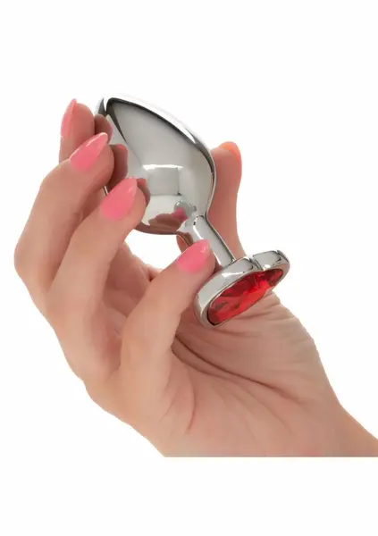 Jewel Large Ruby Heart Plug, luksuzni metalni analni čep sa crvenim draguljem, veličina L