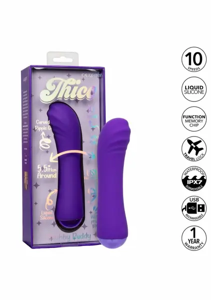 Thicc Chubby Buddy tečni silikonski masažer 14 cm USB vodootporni roze