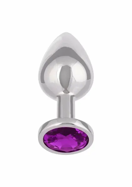 Jewel Large Amethyst Plug, metalni model sa ukrasnim draguljem, veličina L