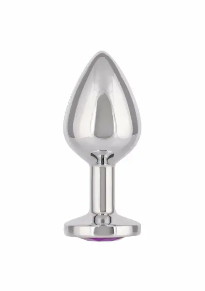 Jewel Large Amethyst Plug, metalni model sa ukrasnim draguljem, veličina L