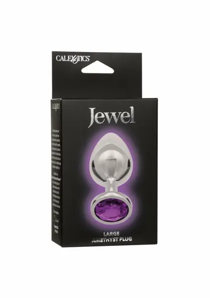 Jewel Large Amethyst Plug, metalni model sa ukrasnim draguljem, veličina L