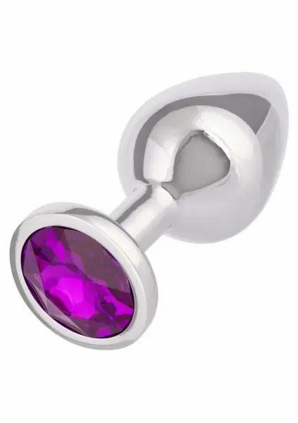 Jewel Large Amethyst Plug, metalni model sa ukrasnim draguljem, veličina L
