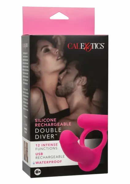 CalExotics Double Diver punjivi silikonski intimni prsten plavi