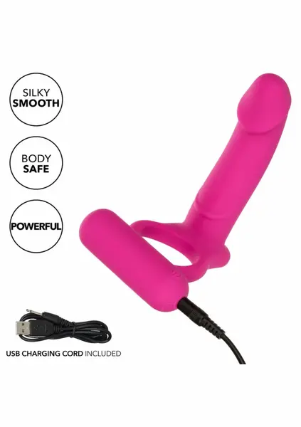 CalExotics Double Diver punjivi silikonski intimni prsten plavi