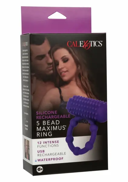 Maximus 5 Bead punjivi silikonski prsten, 12 modova vibracije, vodootporan