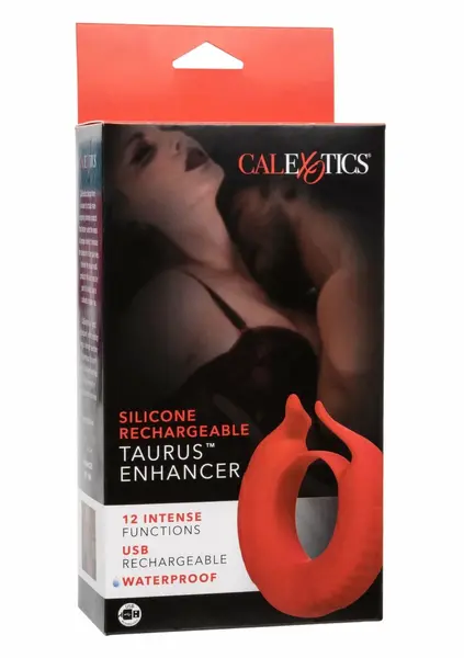 CalExotics Taurus Enhancer punjivi silikonski prsten, dva motora, crni