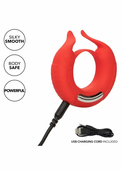 CalExotics Taurus Enhancer punjivi silikonski prsten, dva motora, crni