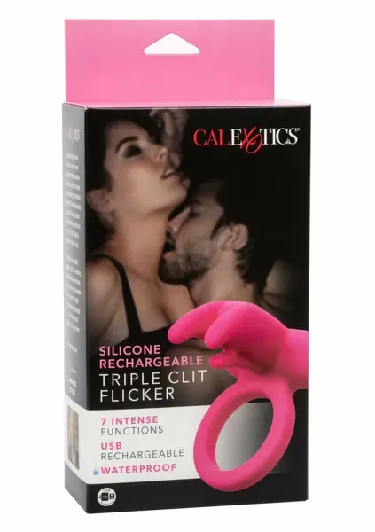 CalExotics Triple Clit Flicker punjivi silikonski intimni prsten