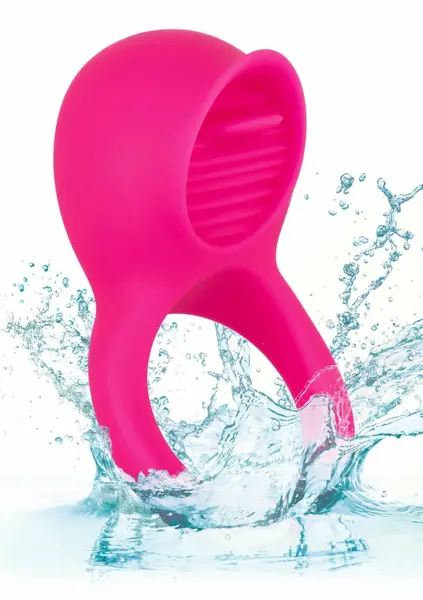 CalExotics Teasing Tongue Enhancer crni punjivi silikonski prsten sa stimulatorom