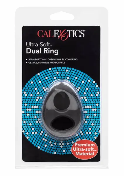 CalExotics Ultra Soft Dual Ring silikonski sistem dvostrukog prstena crni