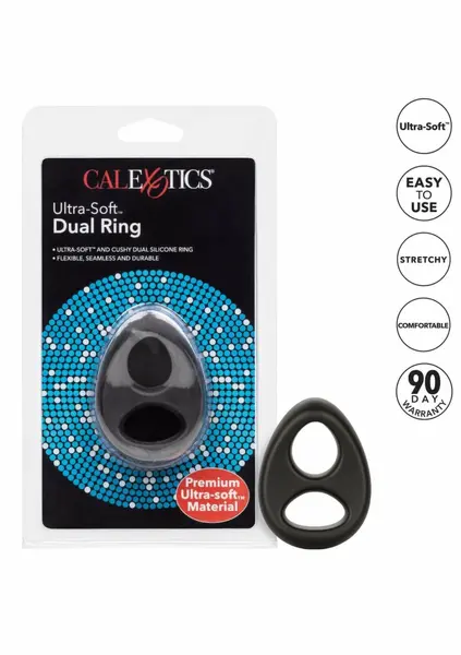 CalExotics Ultra Soft Dual Ring silikonski sistem dvostrukog prstena crni