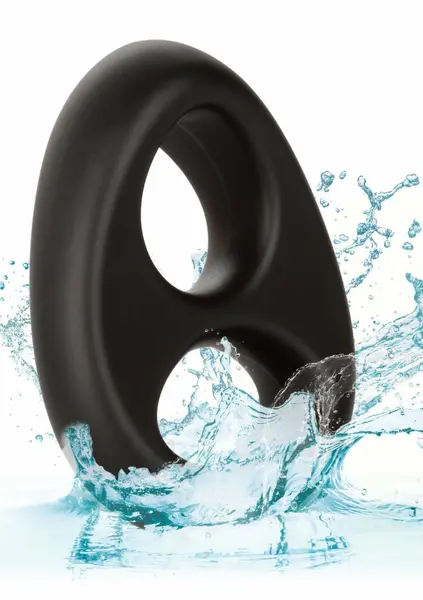 CalExotics Ultra Soft Dual Ring silikonski sistem dvostrukog prstena crni