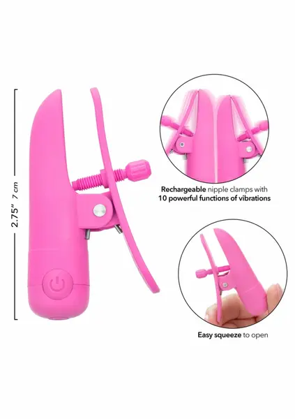 Nipplettes punjive podesive vibrirajuće štipaljke roze IPX7