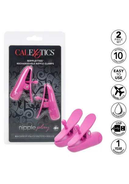 Nipplettes punjive podesive vibrirajuće štipaljke roze IPX7