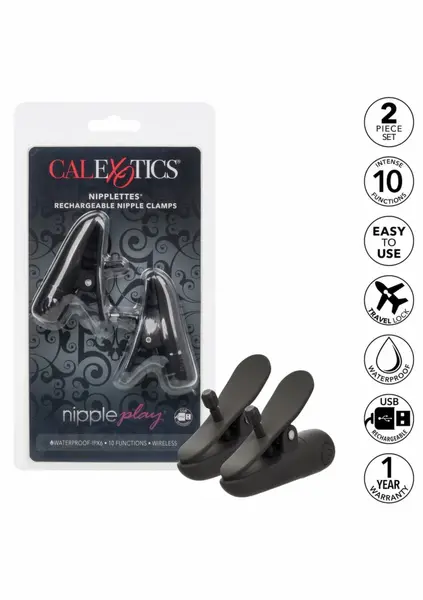 Nipple Play Nipplettes Rechargeable Adjustable Vibrating Clamps Pink