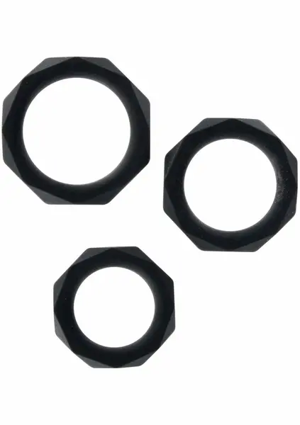TOYJOY Power Halo set silikonskih erekcionih prstenova u tri veličine crni