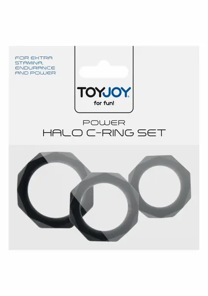 TOYJOY Power Halo set silikonskih erekcionih prstenova u tri veličine crni