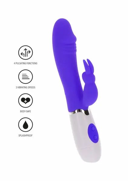 ToyJoy Funky Rabbit vibrator od 100% silikona, 4 režima rada, jarke boje, otporan na prskanje vode