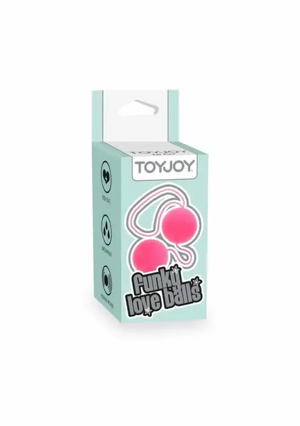 ToyJoy Funky Love Balls silikonski otežani intimni trenažer roze 8713221328250