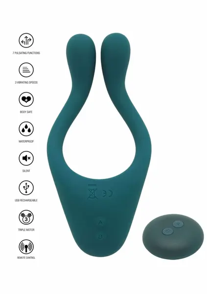 TOYJOY Icon 2 Superb masažer za parove sa daljinskim upravljačem silikonski plavi