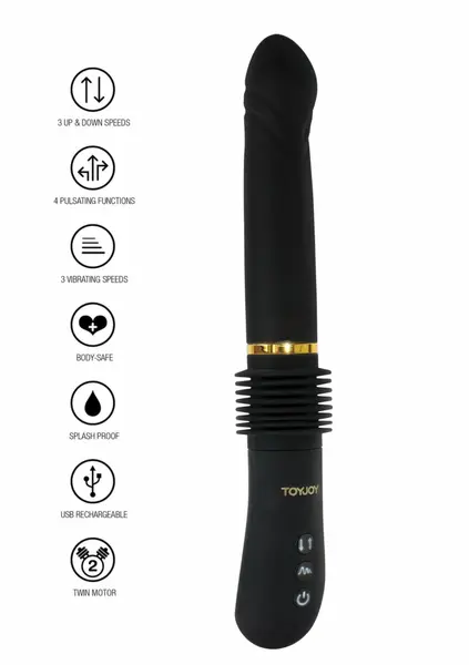 ToyJoy Magnum Opus Thruster, napredni vibrator sa funkcijom potiska, zlatni detalji, USB