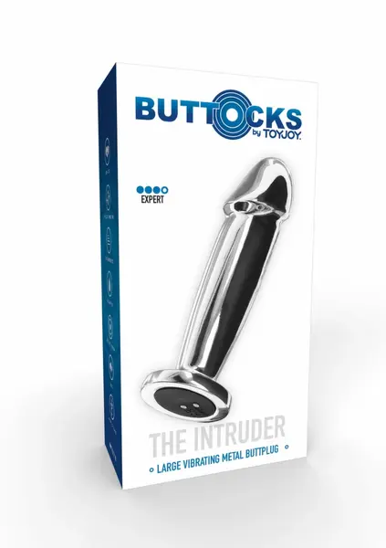 TOYJOY Buttocks The Intruder vibrirajući metalni analni čep, veliki, USB, crni