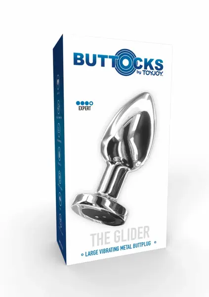 TOYJOY The Glider Vibrating Plug Large vibrirajući analni čep od nerđajućeg čelika sa 7 modova USB punjenje