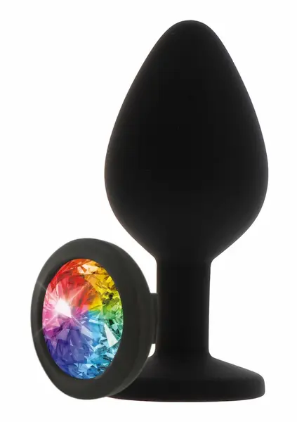 TOYJOY Rainbow Booty Jewel Medium silikonski čep sa višebojnim draguljem