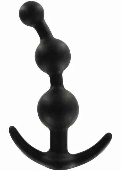 TOYJOY Sweet Sensation silikonski analni čep sa kuglicama i sigurnosnim postoljem, crni