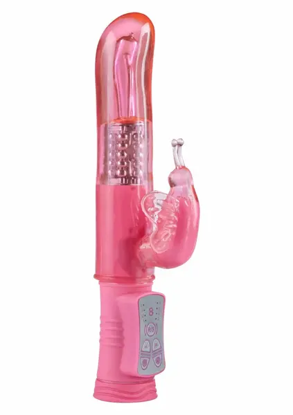 TOYJOY Happy Hugging Butterfly vibrator sa dva motora, 8 modova, roze