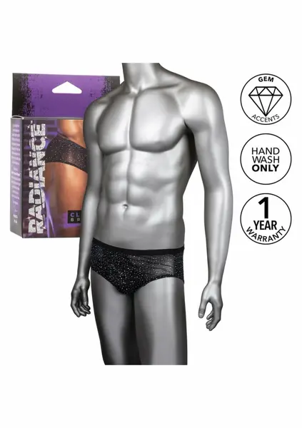 CalExotics Radiance Classic Briefs crne mrežaste gaćice sa svetlucavim cirkonima