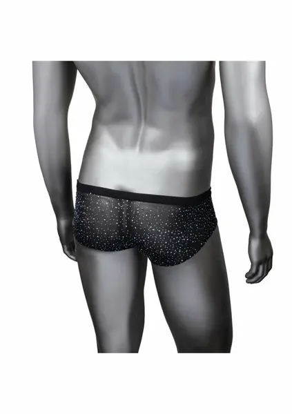 CalExotics Radiance Classic Briefs crne mrežaste gaćice sa svetlucavim cirkonima