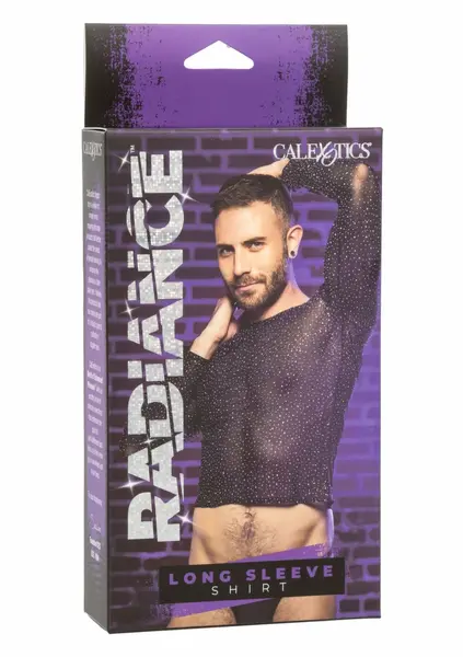 CalExotics Radiance crna mrežasta majica dugih rukava sa cirkonima