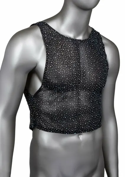 CalExotics Radiance Muscle majica bez rukava mrežasta sa cirkonima uska crna