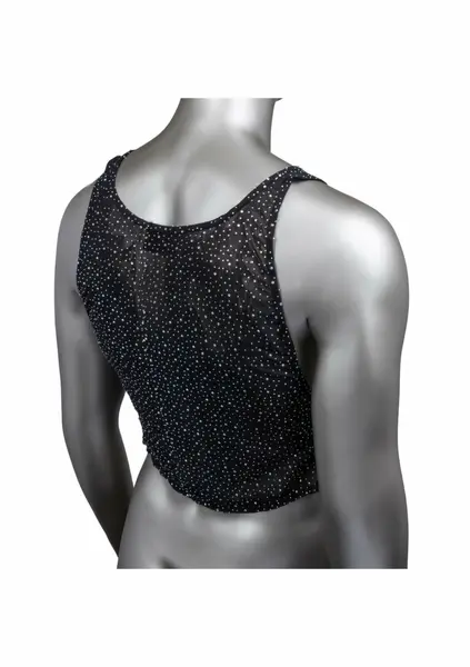 CalExotics Radiance Muscle majica bez rukava mrežasta sa cirkonima uska crna