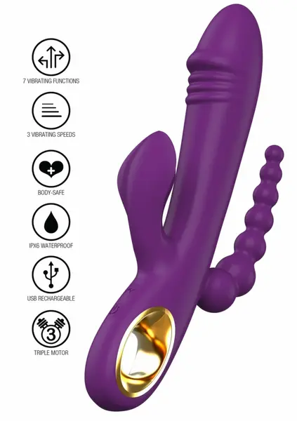 ToyJoy Caleona Triple Temptation vibrator sa više zona stimulacije roze 10 modova 8713221841834