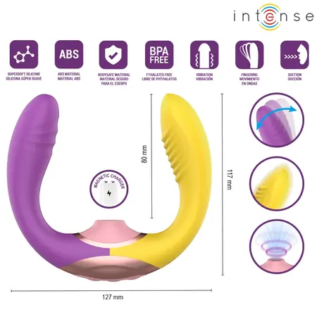 INTENSE Willow 3-in-1 Suction & Vibration Stimulator, U-Shape, Waterproof