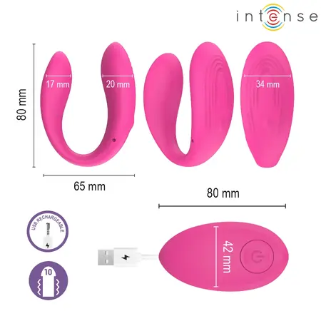 INTENSE NORA Vibrating U-Shaped Clamp Stimulator Pink, 10 Modes, Waterproof