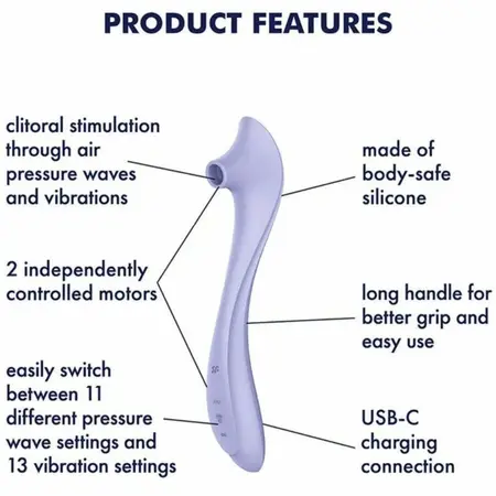 Satisfyer Easy Lover Vibrator & Air Pulse Stimulator, Waterproof, Pink