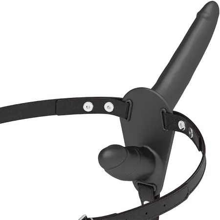 Fetish Submissive Double Penetrix Strap-On Black Adjustable Harness 21cm/11cm