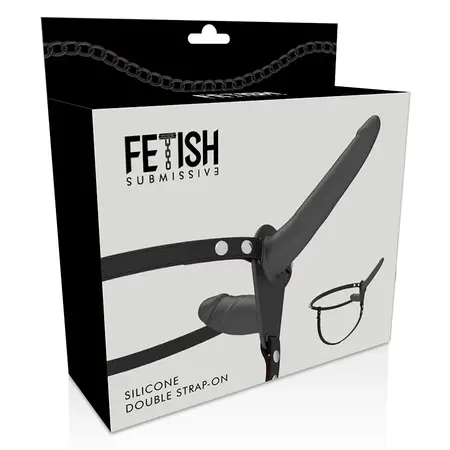 Fetish Submissive Double Penetrix Strap-On Black Adjustable Harness 21cm/11cm