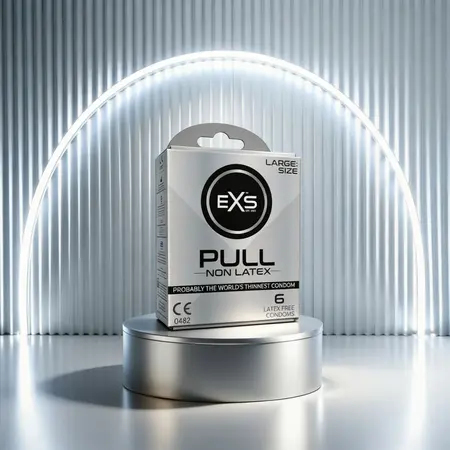 EXS Pull Large Condoms 6-Pack - Spacious Fit, Pre-Lubricated, AT-10 Resin