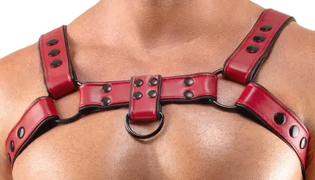 Svenjoyment muški crveni harness za grudi podesivi remen od veganske kože veličina S do XL